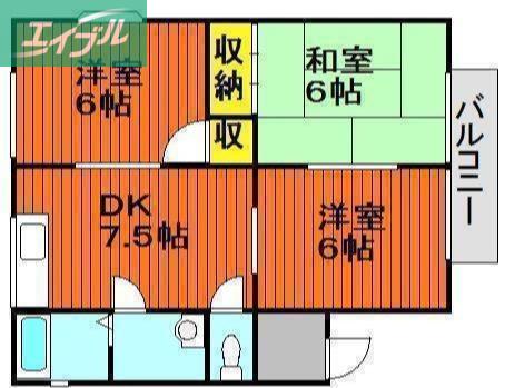 ジュネス(3DK/2階)の間取り写真