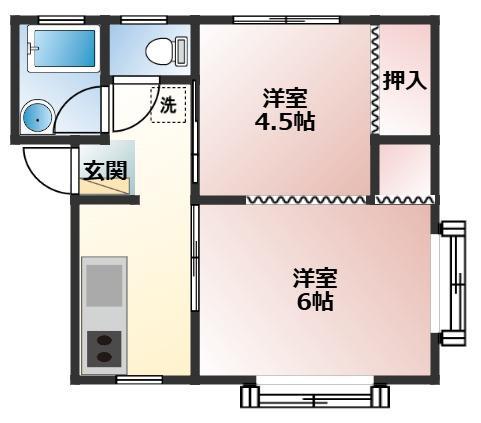 コーポ松山(2K/1階)の間取り写真