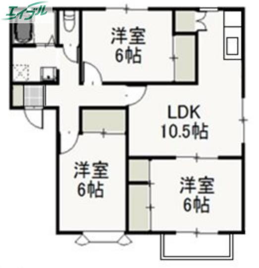 ファミーユサトウA(3LDK/2階)の間取り写真