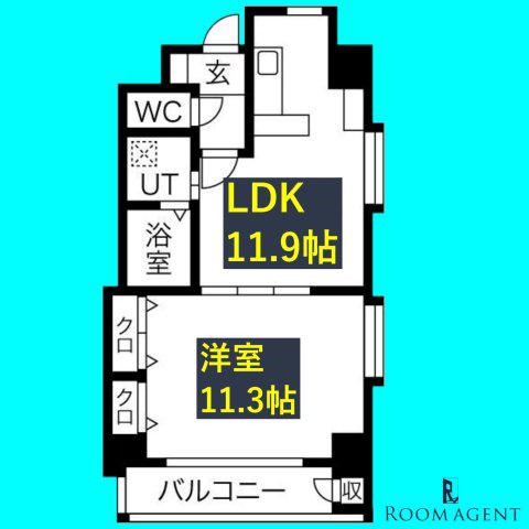 プロビデンス葵タワー(1LDK/8階)の間取り写真