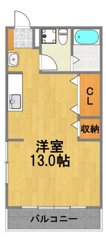 第1角柳マンション(ワンルーム/2階)の間取り写真