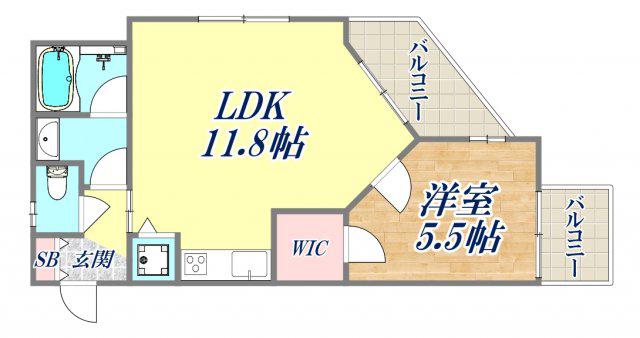 阪急神戸線 西宮北口駅 徒歩5分 3階建 築24年(1LDK/1階)の間取り写真