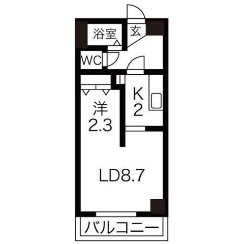 AMS東札幌24(1LDK/6階)の間取り写真