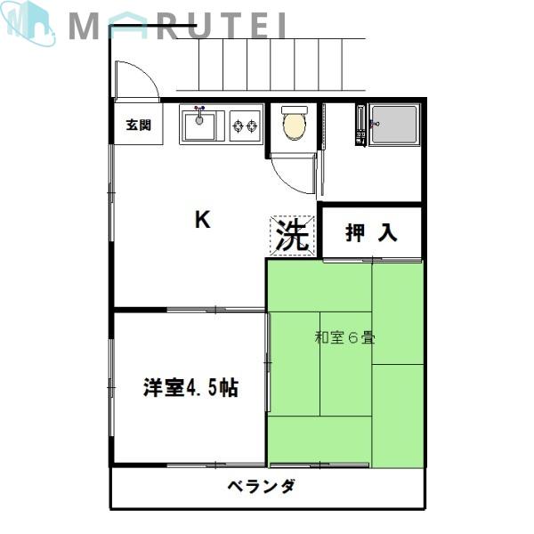 菩提樹荘(2K/1階)の間取り写真