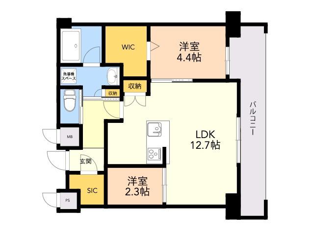 エンクレスト博多駅南FIT(2LDK/12階)の間取り写真