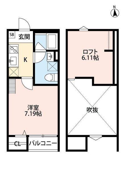 コンフォータス(1K/2階)の間取り写真