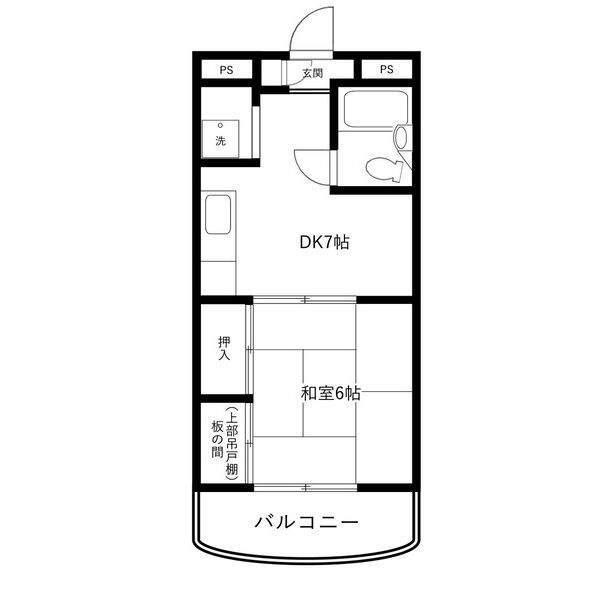 マンション和光(1DK/2階)の間取り写真
