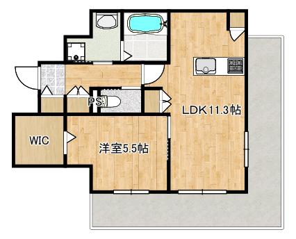 大熊町ヘーベルメゾン(1LDK/3階)の間取り写真
