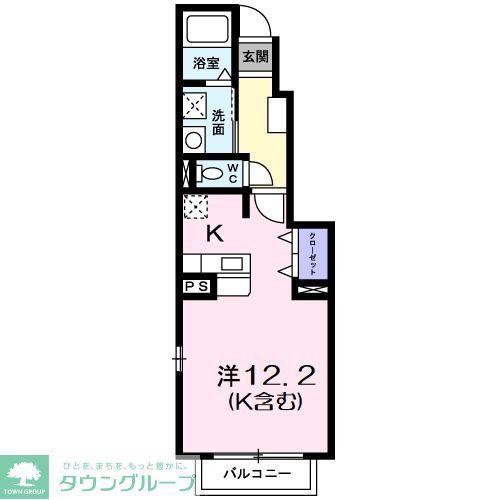 グランソレイユ(ワンルーム/1階)の間取り写真