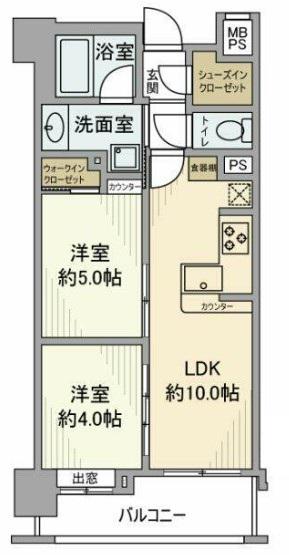 グローベル・ザ・ソニア横浜(2LDK/10階)の間取り写真