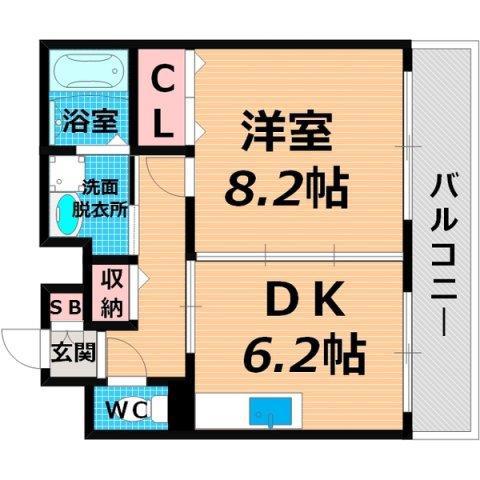 チャコーレ岡本(1DK/2階)の間取り写真
