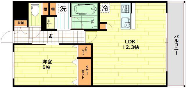ESTAGEO関目高殿(1LDK/5階)の間取り写真