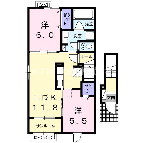 エスパシオ エレガンテ(2LDK/2階)の間取り写真