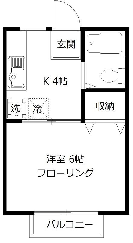 グリーンハイツII(1K/2階)の間取り写真