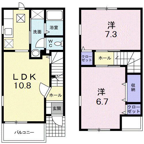 メゾンフィオーレ(2LDK/1階)の間取り写真