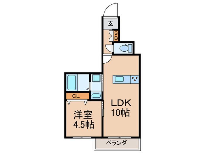 LA CASA FELICE(1LDK/2階)の間取り写真