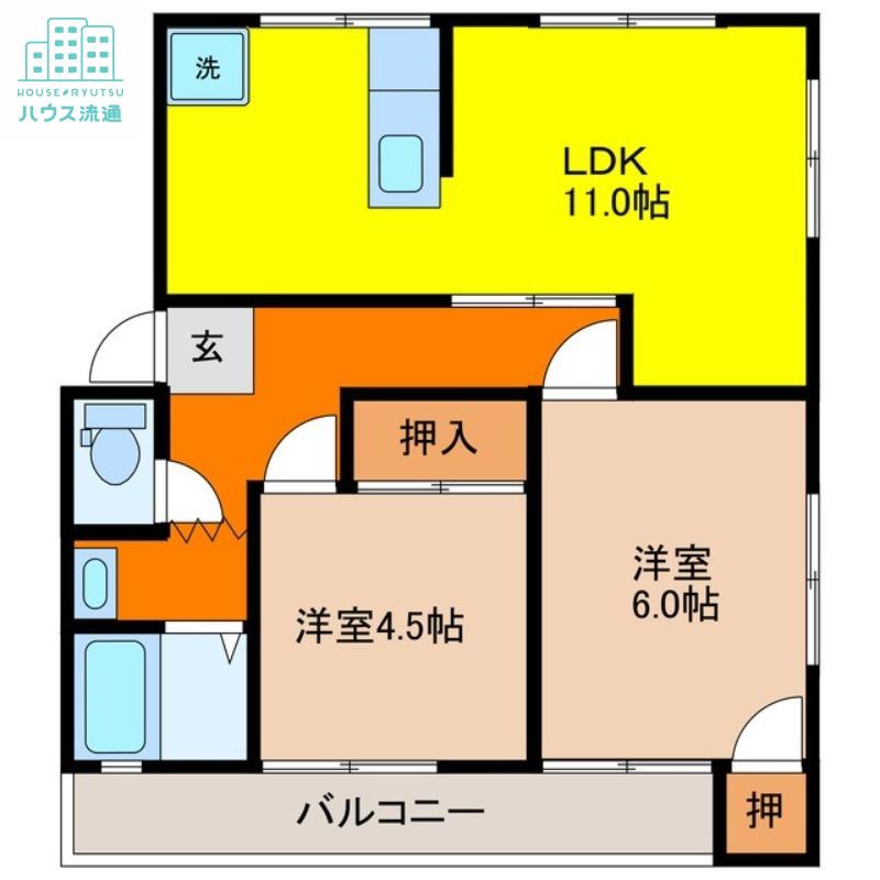 サンシャイン野田(2LDK/2階)の間取り写真