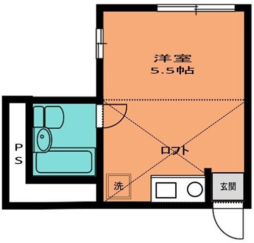 ハイツ大境I(ワンルーム/1階)の間取り写真