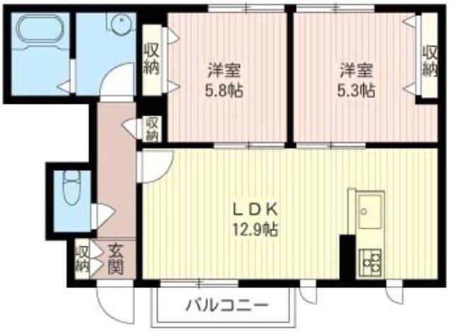 KハイムIII(2LDK/1階)の間取り写真