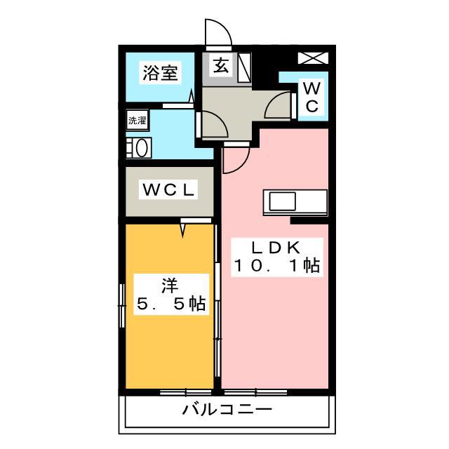 ロンド・ボヌール(1LDK/2階)の間取り写真
