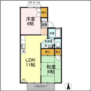 リバーサイド森町Ⅰ(2LDK/2階)の間取り写真
