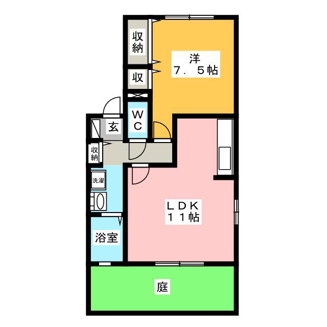 ベルドミール B棟(1LDK/1階)の間取り写真