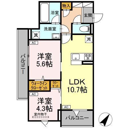 セレスティア東尾久II(2LDK/2階)の間取り写真