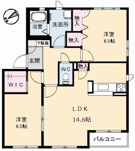 シャーメゾンプランタン(2LDK/2階)の間取り写真