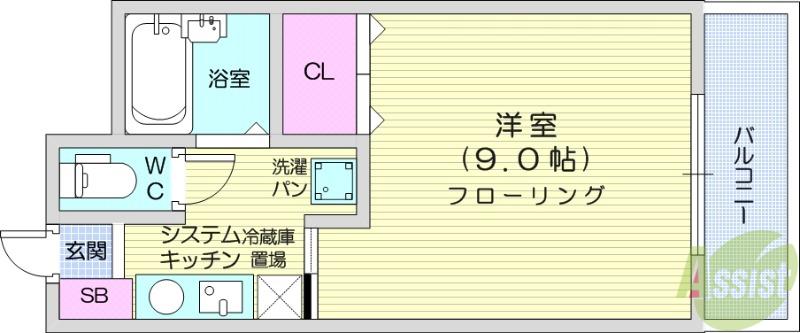 メリファ春日(1K/3階)の間取り写真