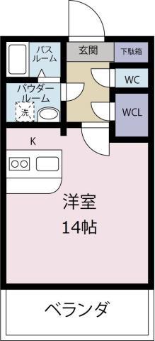 WILL GII(ワンルーム/4階)の間取り写真