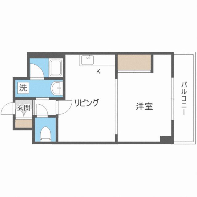 クリスタルコート(1DK/4階)の間取り写真