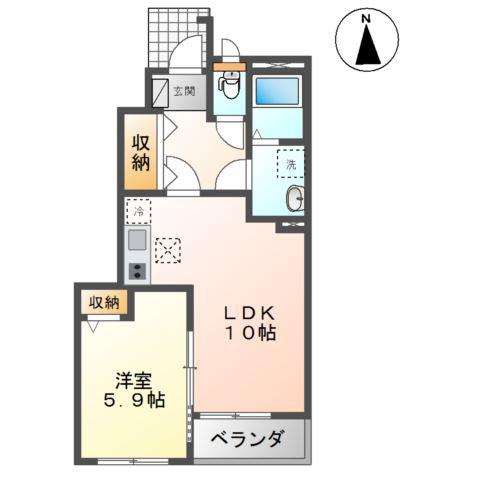ジェントリー(1LDK/1階)の間取り写真