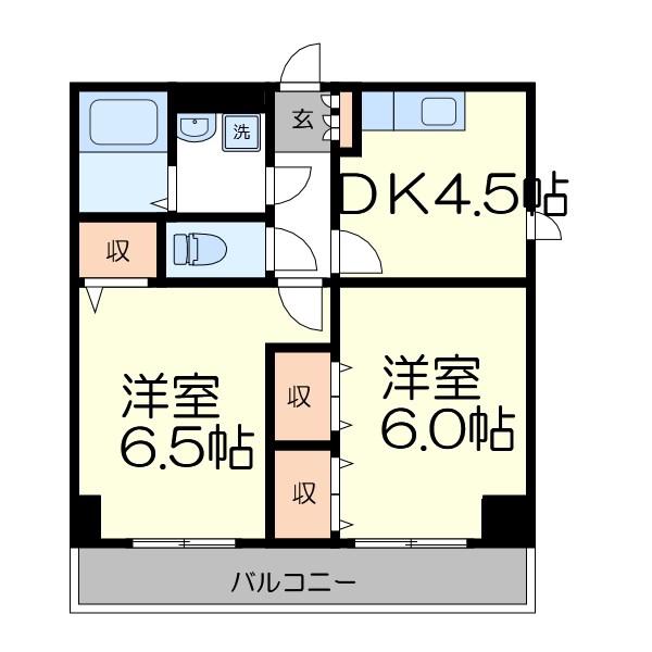 第2ロイヤルシラコ(2K/3階)の間取り写真