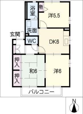 MAST TOWN細口 C棟(3DK/1階)の間取り写真