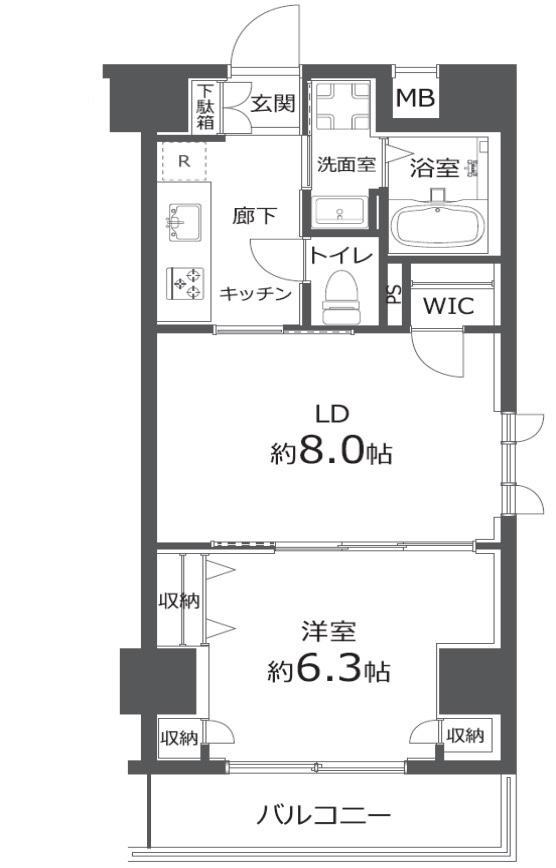 日神デュオステージ浅草松が谷(1LDK/1階)の間取り写真