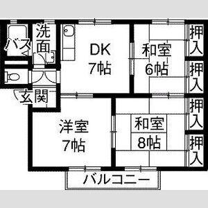 リバーサイドヒルズ(3DK/2階)の間取り写真