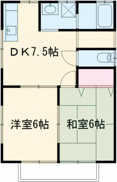パークサイドもみじが丘(2DK/2階)の間取り写真