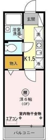 グリーンパーク(1K/2階)の間取り写真