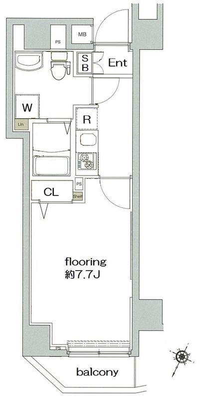 グランヴァン練馬桜台(1K/2階)の間取り写真