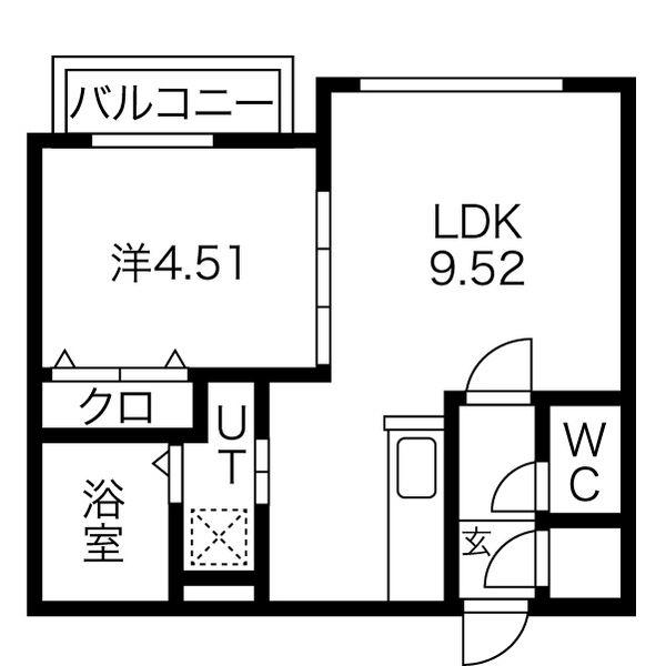 プレジング発寒(1LDK/4階)の間取り写真