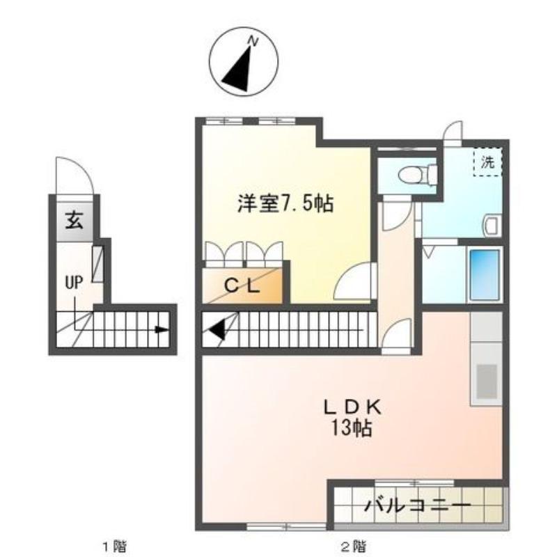 GENTLY HOUSE(1LDK/2階)の間取り写真