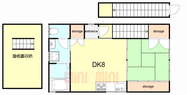 腕塚ハイツ(1DK/2階)の間取り写真