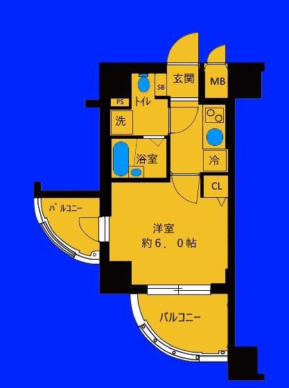 ハーモニーレジデンス横浜(1K/10階)の間取り写真