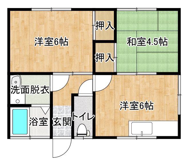 大地荘(2DK/2階)の間取り写真