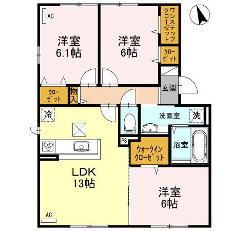 グランプリス(3LDK/1階)の間取り写真
