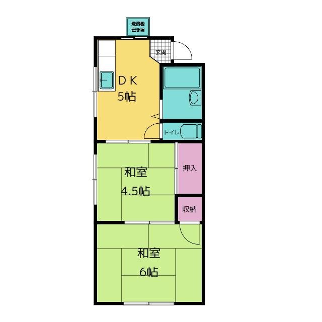 三留アパート(2DK/1階)の間取り写真