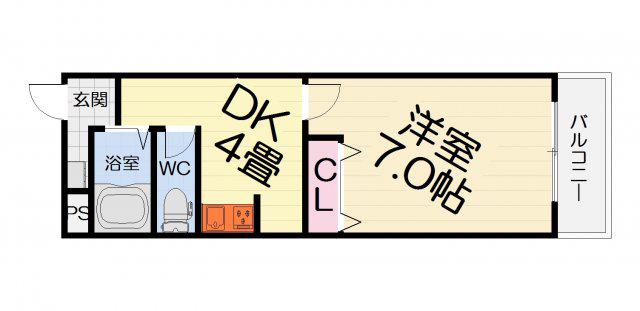 サンフレール浜寺(1DK/3階)の間取り写真