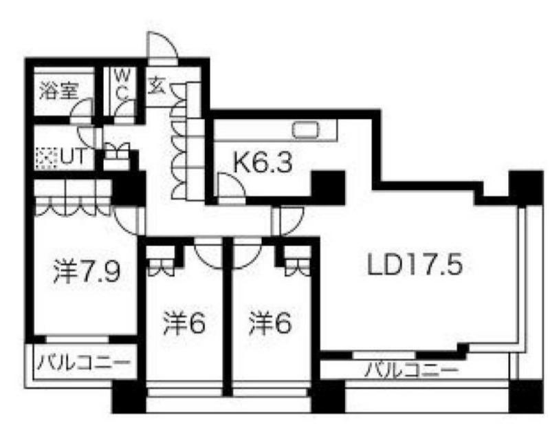 グランパークハイツ(3LDK/17階)の間取り写真
