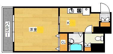 ブルースカイ小町(1DK/6階)の間取り写真