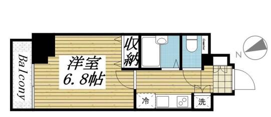 スパシエスタイル住吉(1K/6階)の間取り写真